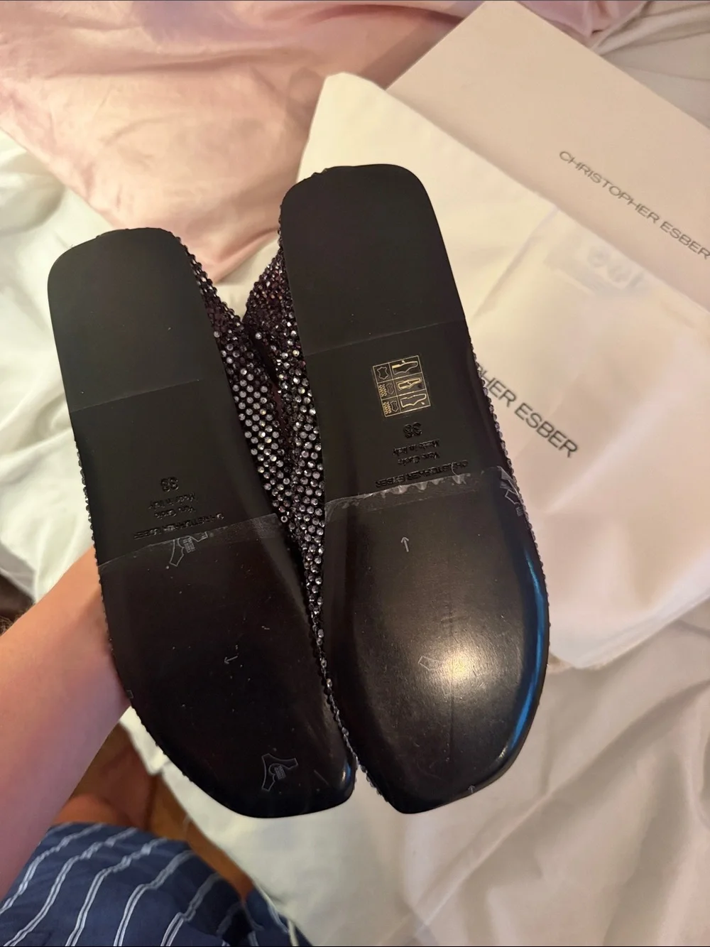 BNWT Christopher Esber Crystal Mesh Flats 38
